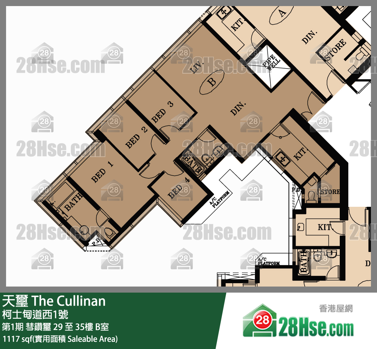 天玺 单位平面图(由 28Hse 提供)