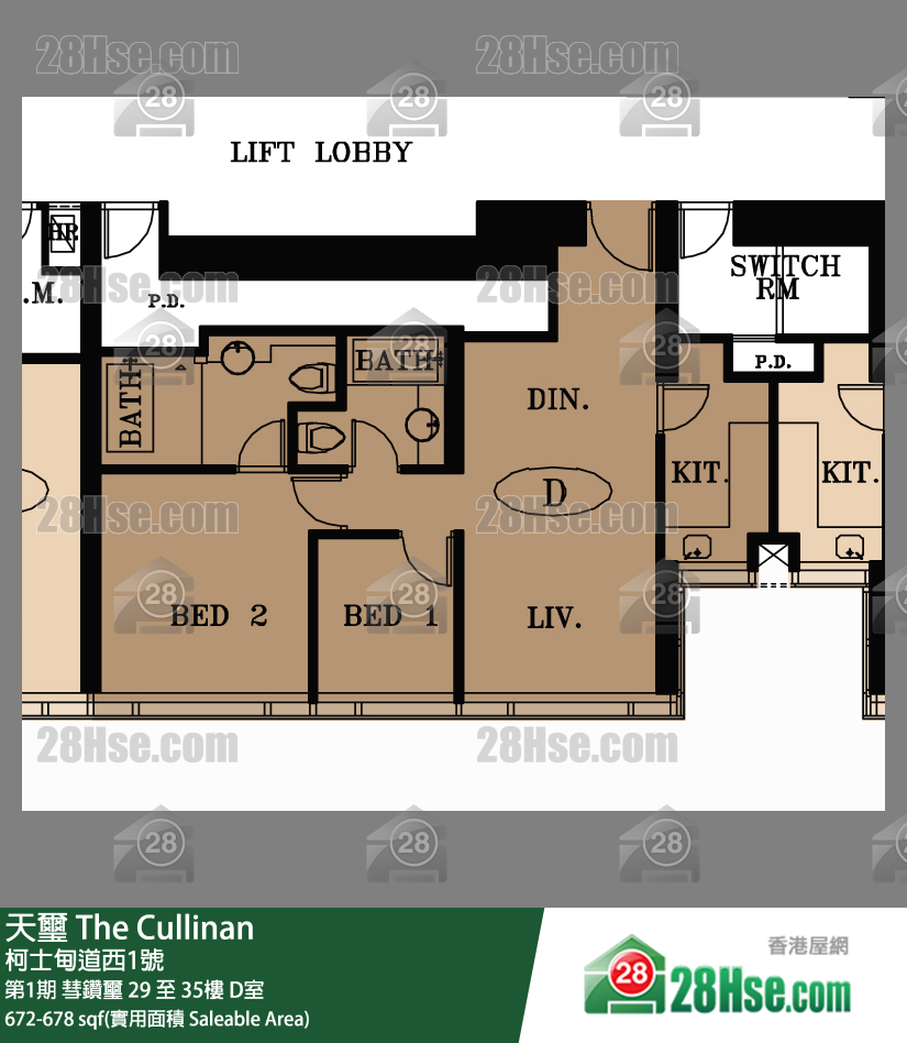 天璽 第1期彗鑽璽29樓 D室 平面圖