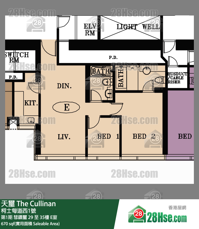 天璽 第1期 彗鑽璽 33樓 E室 平面圖