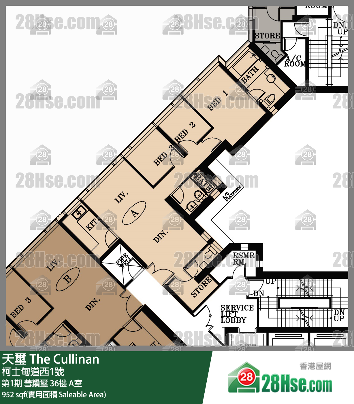 天璽 第1期彗鑽璽36樓 A室 平面圖