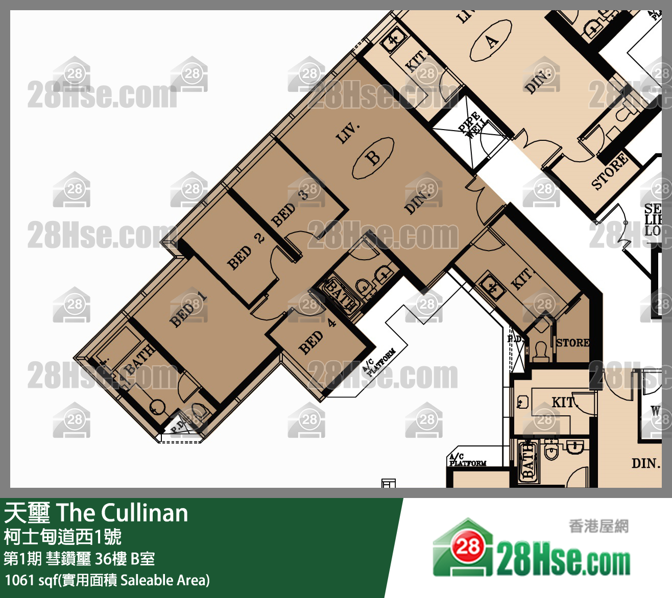 天璽 第1期彗鑽璽36樓 B室 平面圖