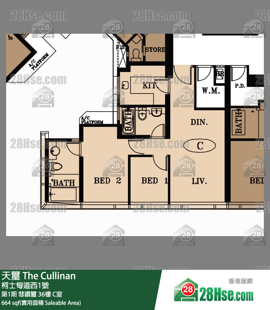 天璽 第1期彗鑽璽36樓 C室 平面圖