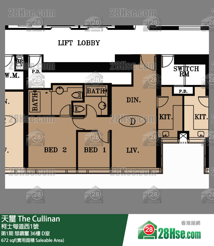 天璽 第1期 彗鑽璽 36樓 D室 平面圖
