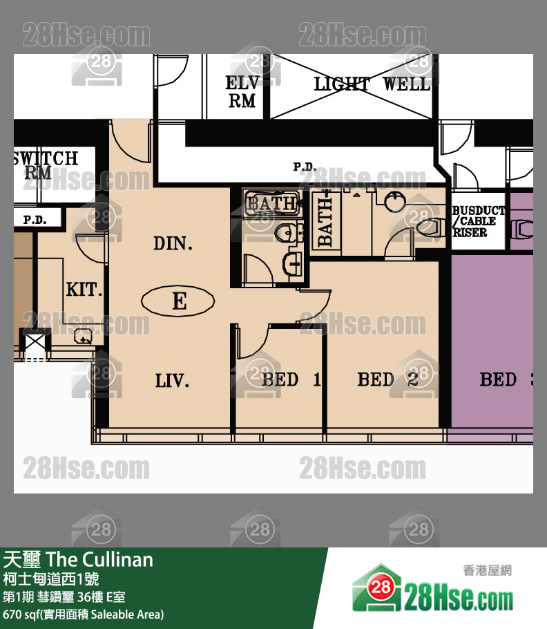 天璽 第1期 彗鑽璽 36樓 E室 平面圖