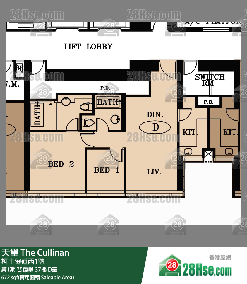 天璽 第1期彗鑽璽37樓 D室 平面圖