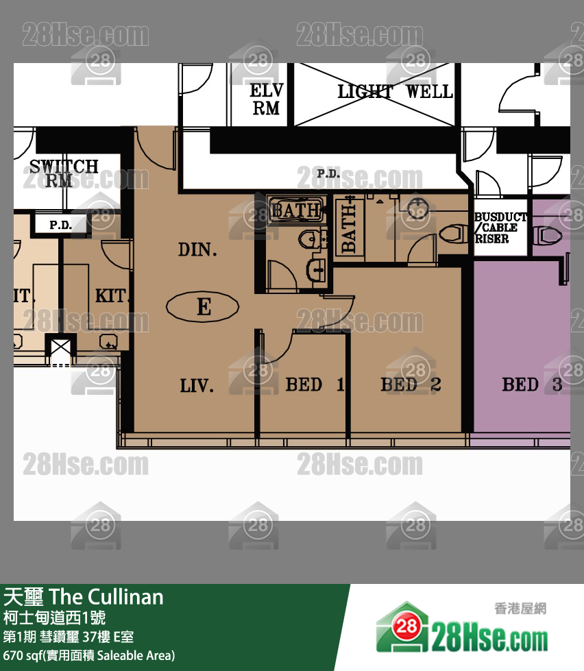 天璽 第1期 彗鑽璽 37樓 E室 平面圖