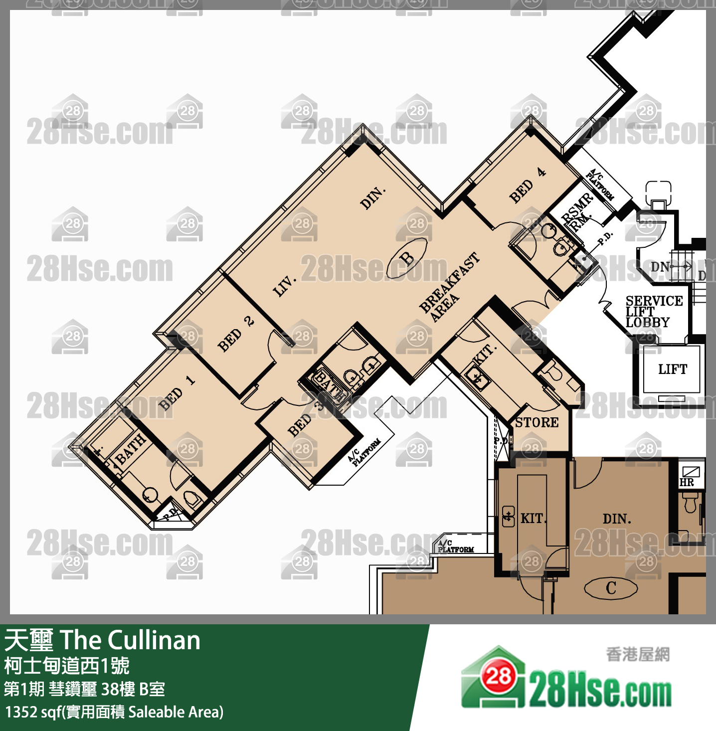 The Cullinan Unit FloorPlan (Provided by 28Hse) The Cullinan Unit FloorPlan (Provided by 28Hse)
