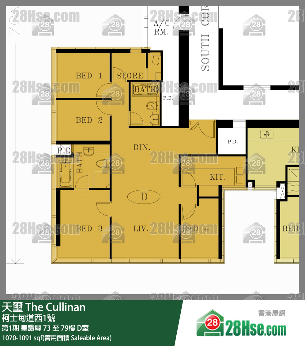 天璽 第1期皇鑽璽78樓 D室 平面圖
