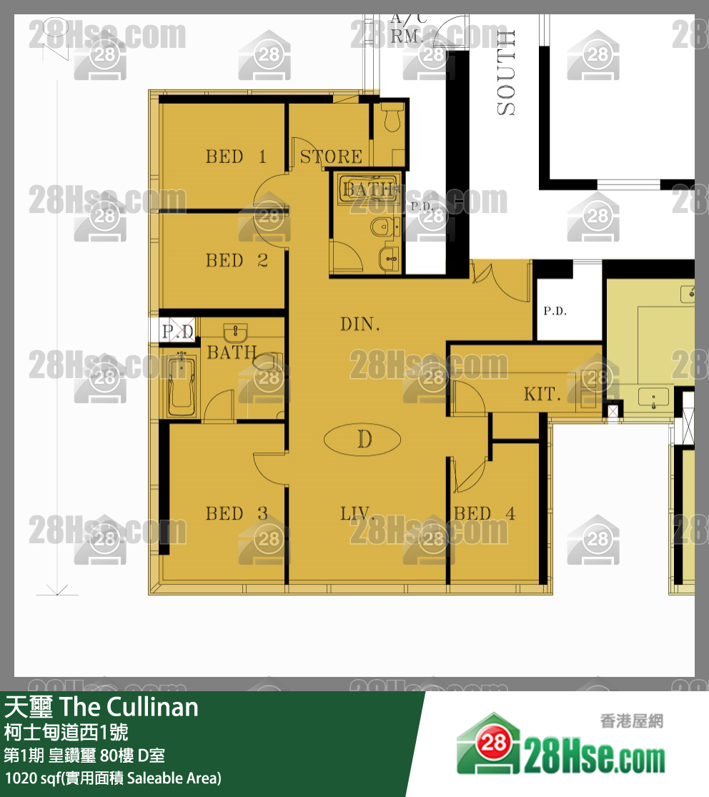 天璽 第1期 皇鑽璽 80樓 D室 平面圖