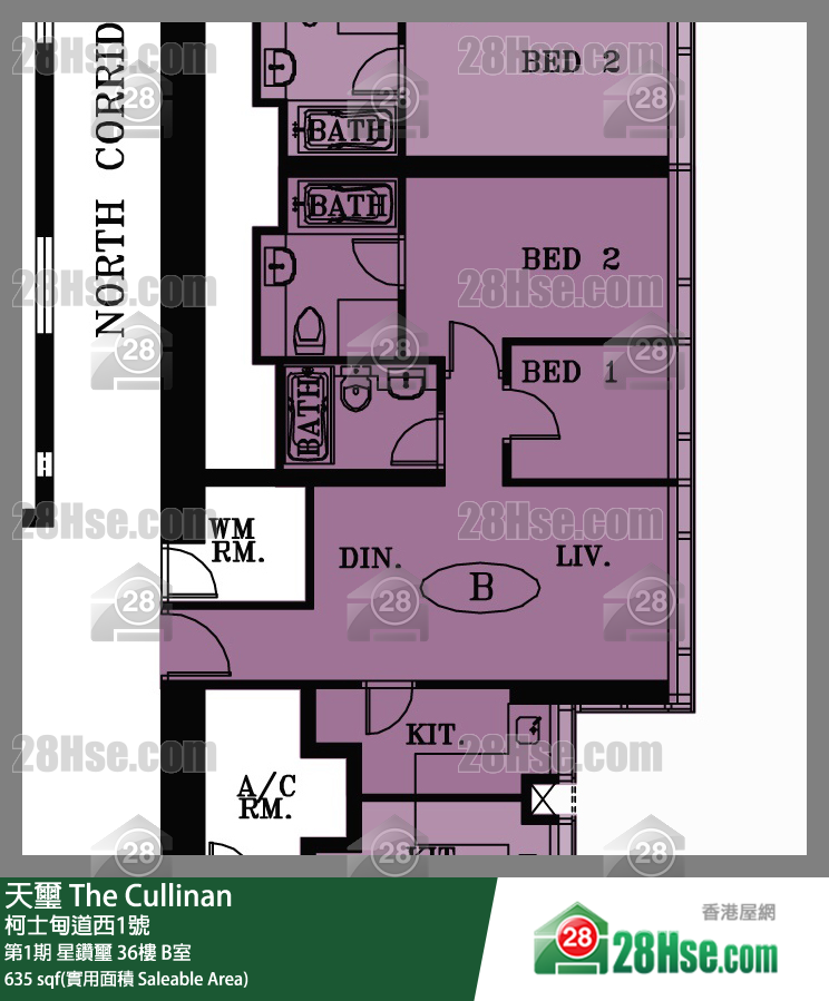 天璽 第1期星鑽璽36樓 B室 平面圖