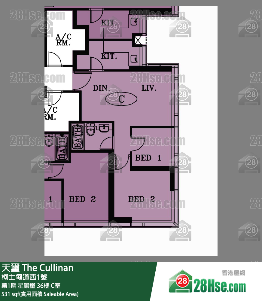天玺 第1期星钻玺36楼 C室 平面图
