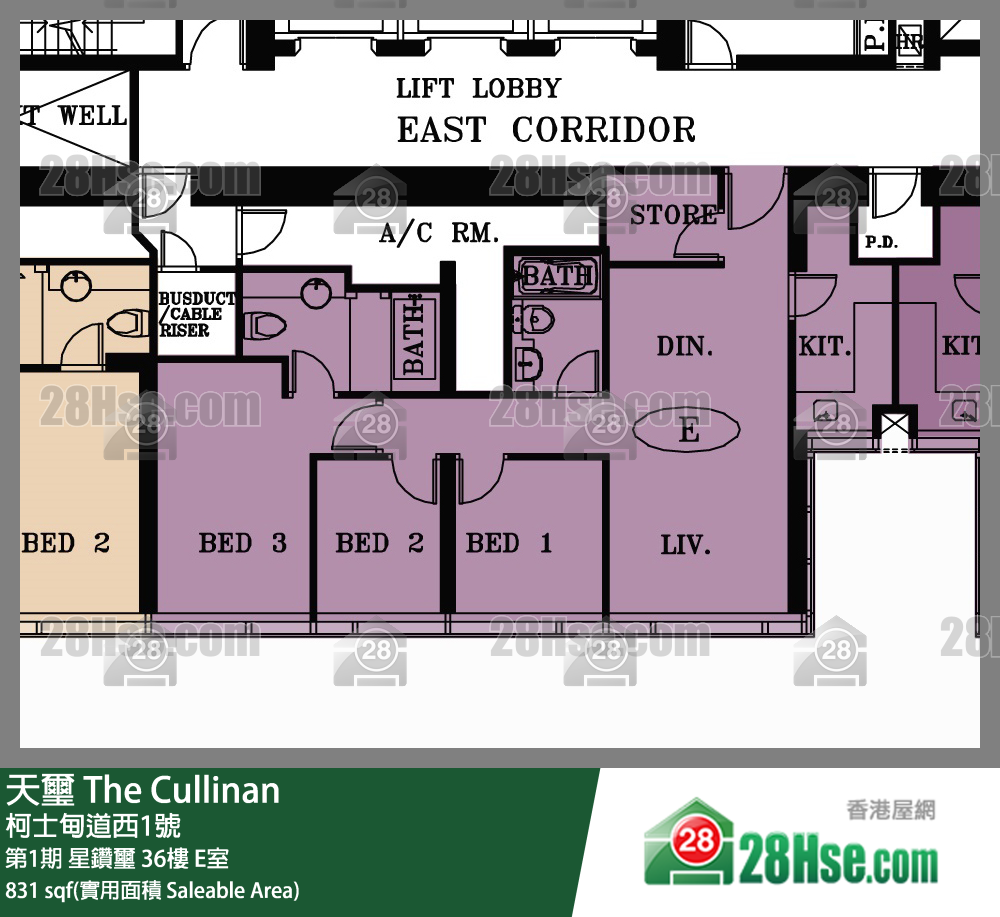 天璽 第1期星鑽璽36樓 E室 平面圖