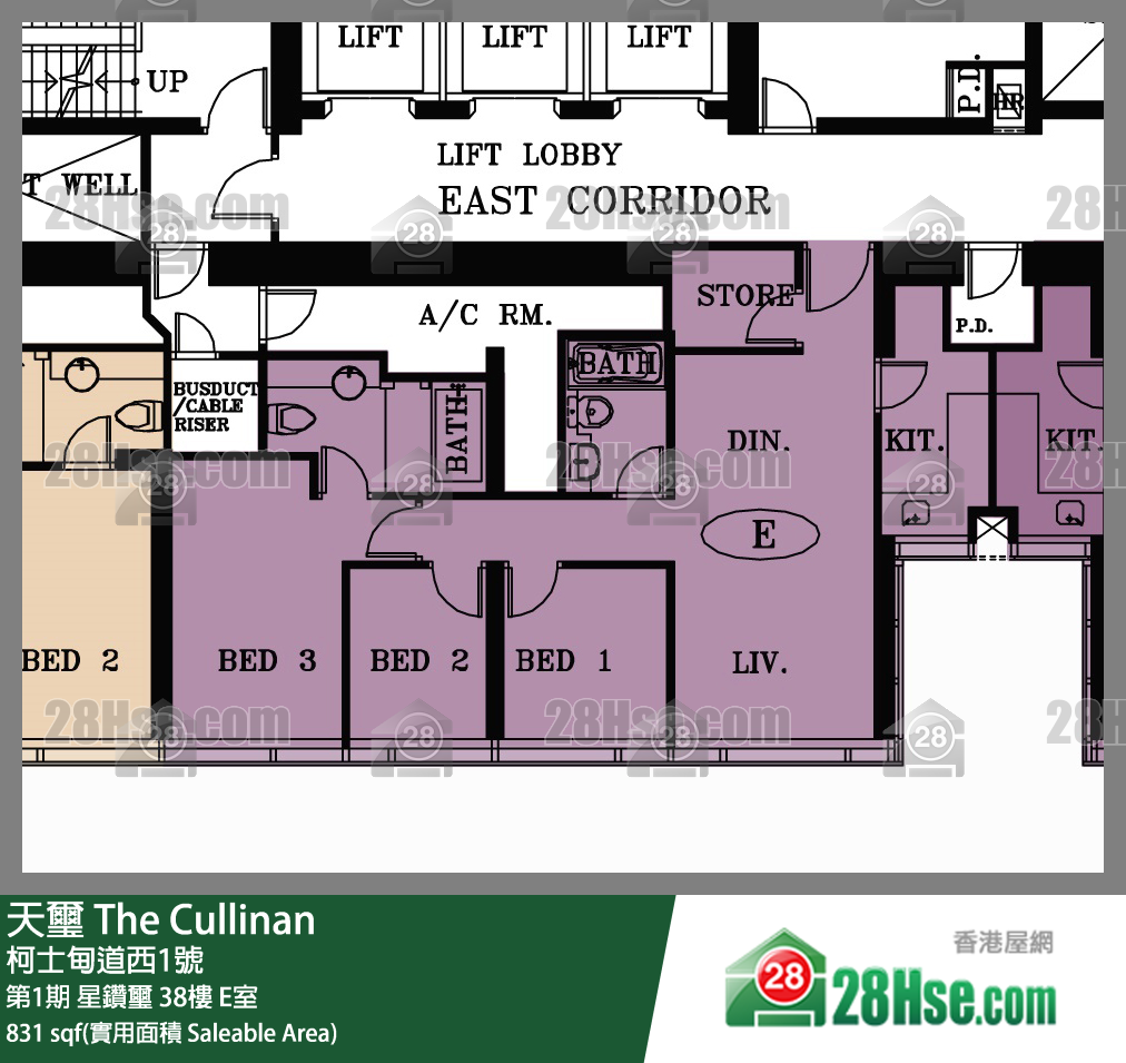 天璽 第1期星鑽璽38樓 E室 平面圖