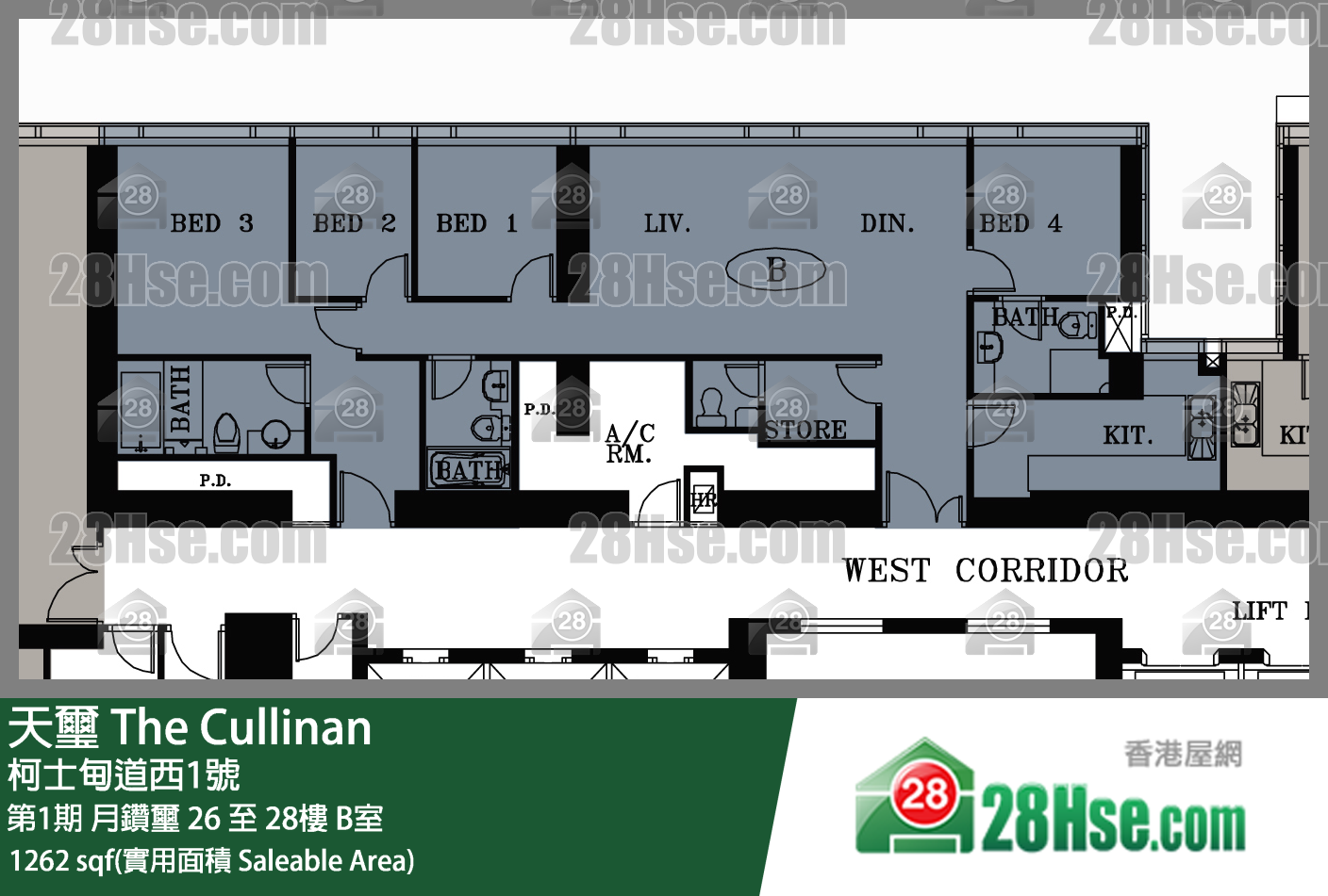 天玺 第1期月钻玺26楼 B室 平面图