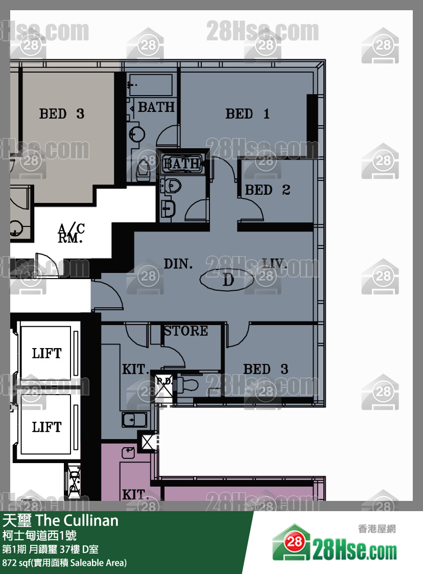 天璽 第1期月鑽璽37樓 D室 平面圖