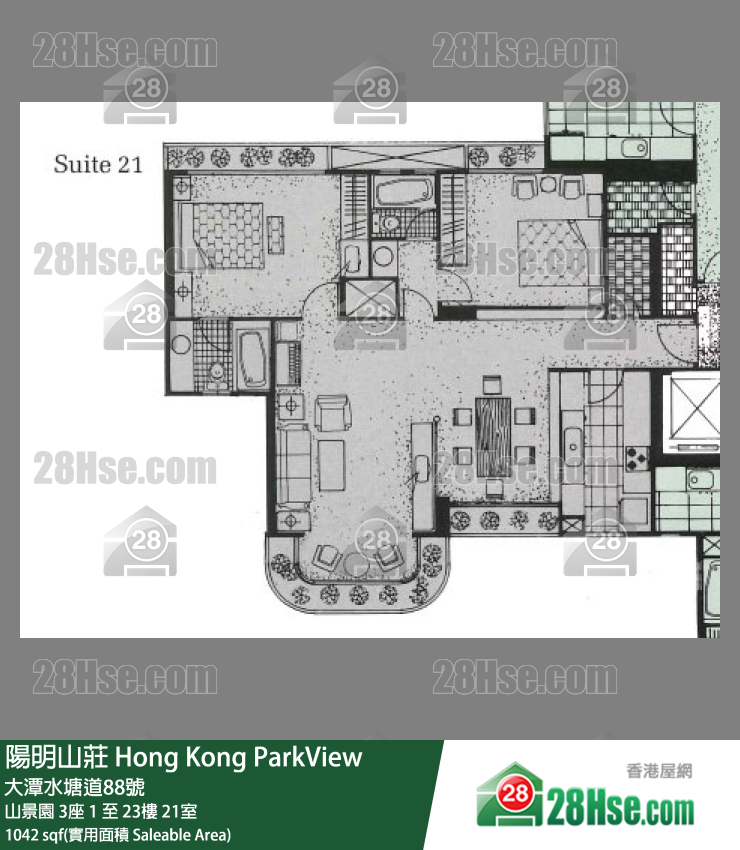 陽明山莊 山景園 3座 5樓 21室 平面圖
