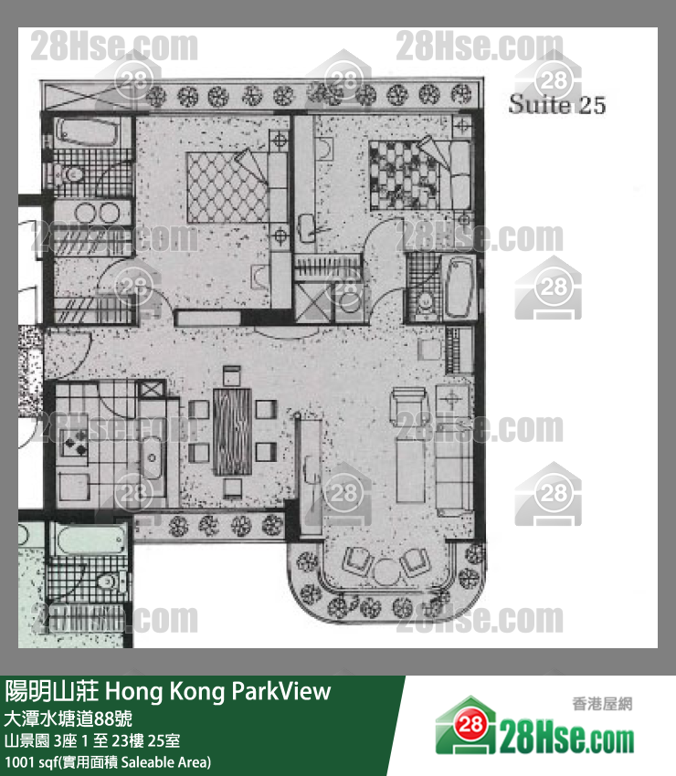 陽明山莊 山景園 3座 22樓 25室 平面圖