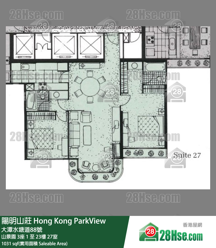 陽明山莊 單位平面圖(由 28Hse 提供) 陽明山莊 單位平面圖(由 28Hse 提供)