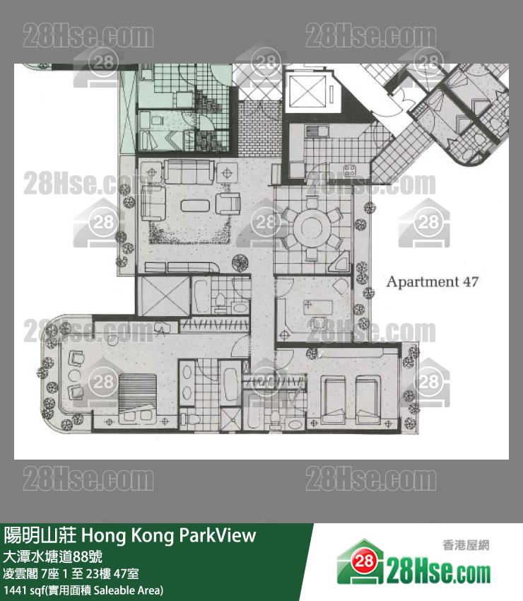 陽明山莊 凌雲閣 7座 6樓 47室 平面圖