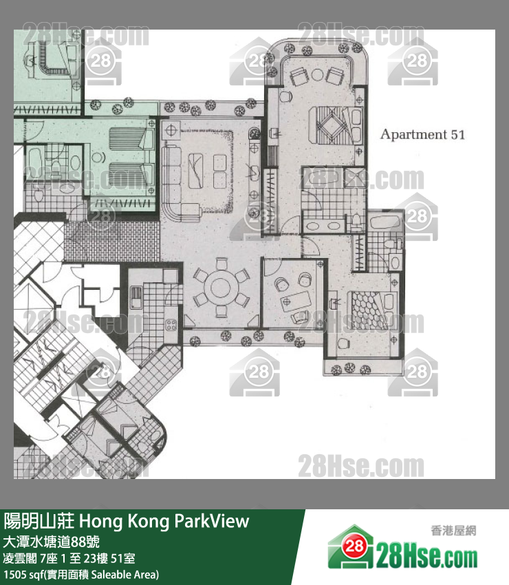 陽明山莊 凌雲閣7座17樓 51室 平面圖