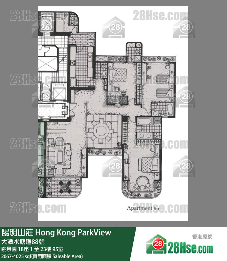 陽明山莊 眺景園18座1樓 95室 平面圖