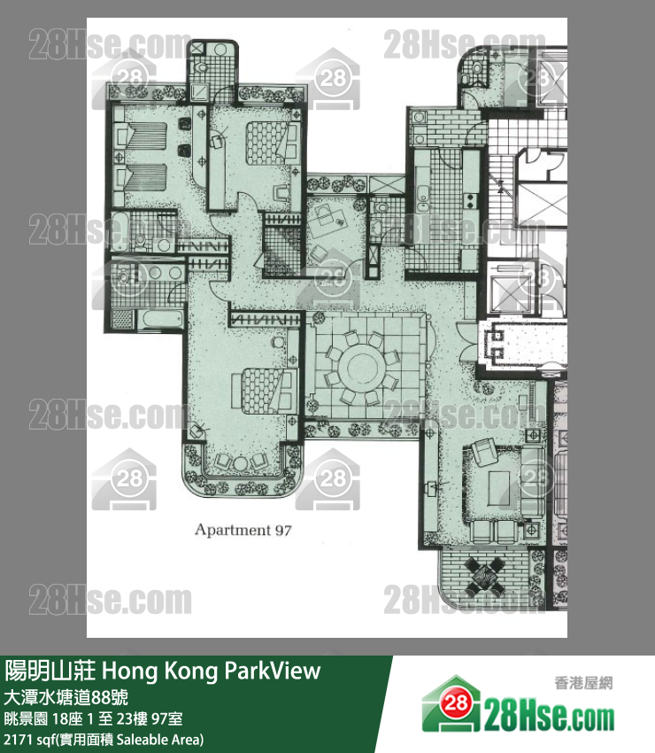 陽明山莊 眺景園18座20樓 97室 平面圖