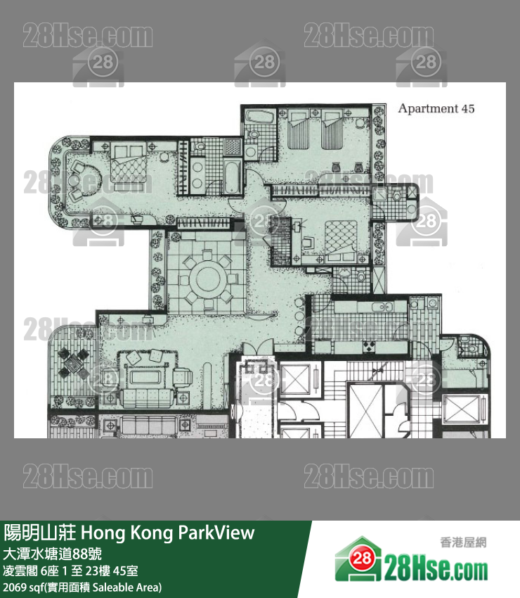 陽明山莊 凌雲閣6座17樓 45室 平面圖