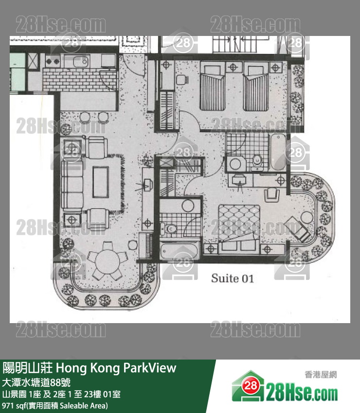 陽明山莊 山景園1座2樓 01室 平面圖