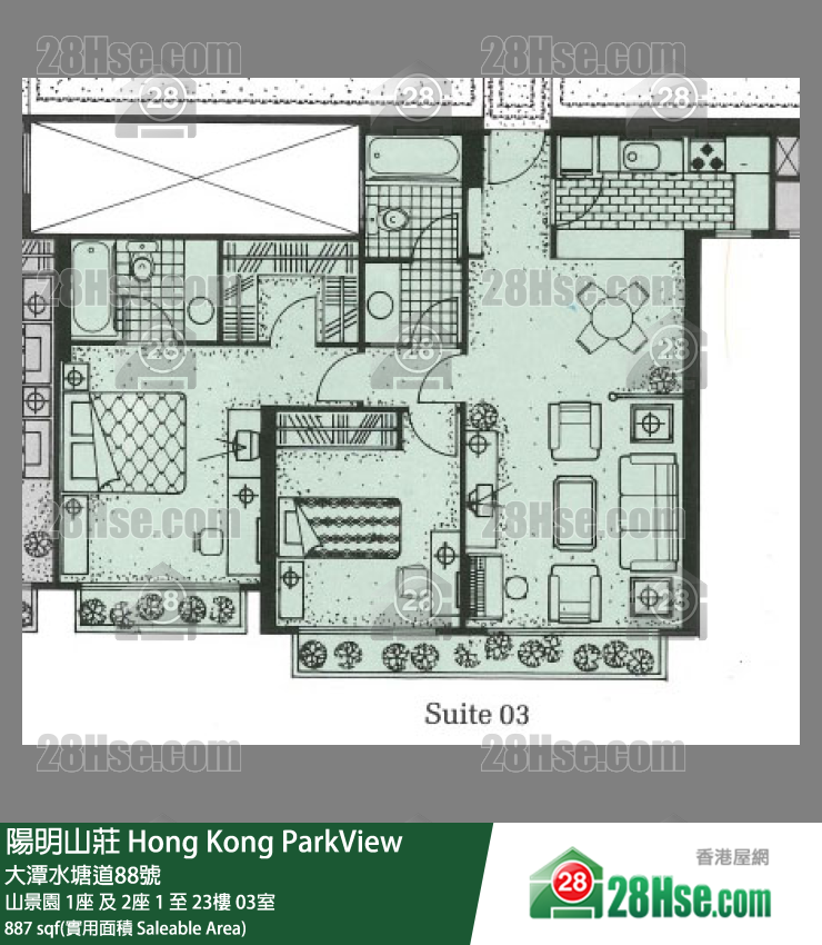 陽明山莊 山景園1座15樓 03室 平面圖