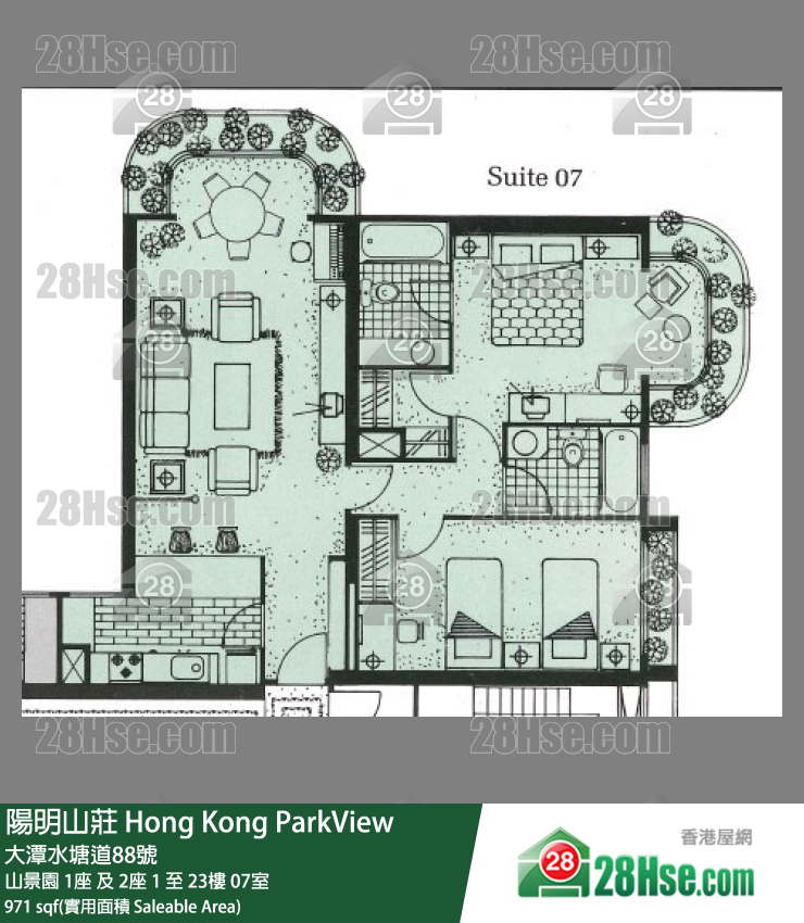 陽明山莊 山景園1座3樓 07室 平面圖
