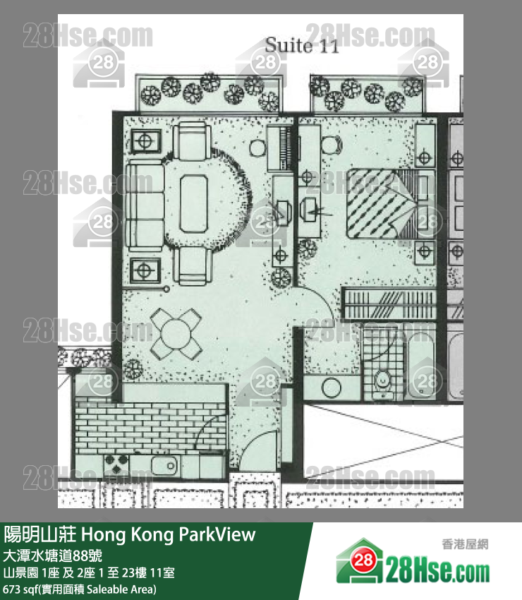陽明山莊 山景園1座15樓 11室 平面圖