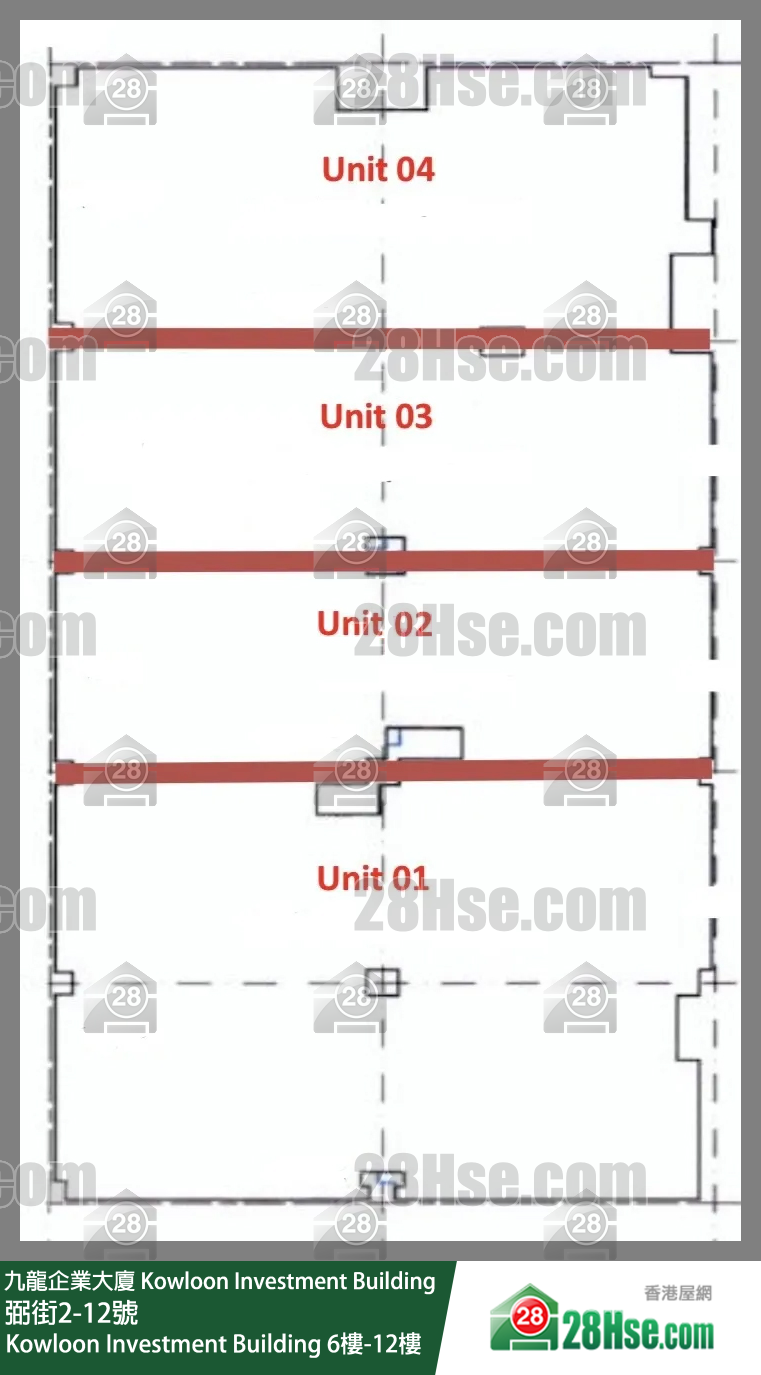 九龍企業大廈 Kowloon Investment Building 6樓-12樓 平面圖 九龍企業大廈 Kowloon Investment Building 6樓-12樓 平面圖