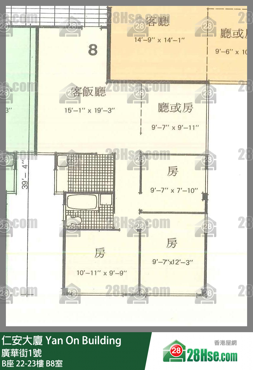 仁安大厦 B座22楼 B8室 平面图