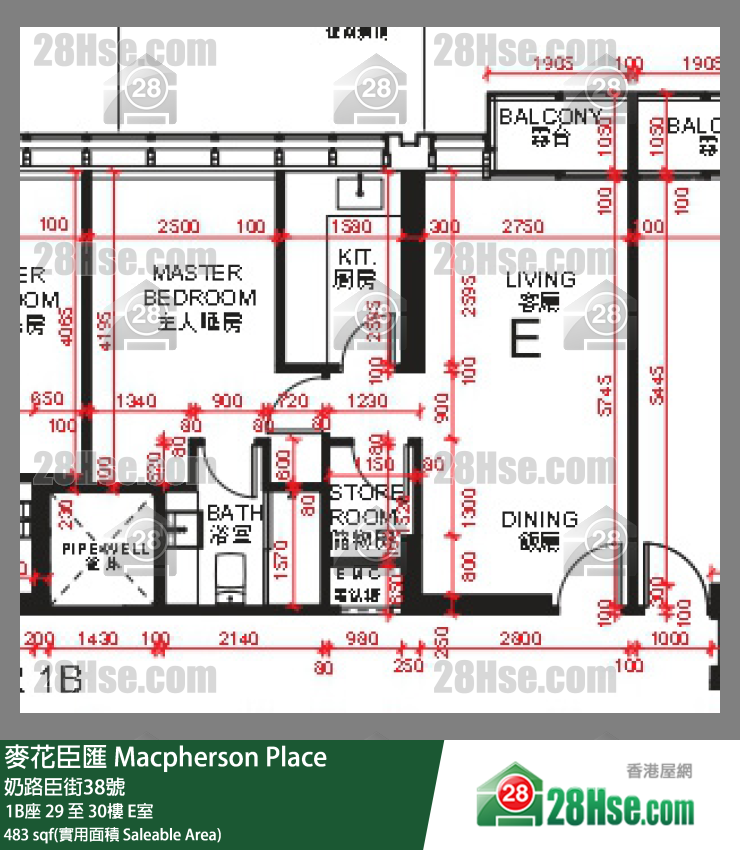 麥花臣匯 1B座30樓 E室 平面圖