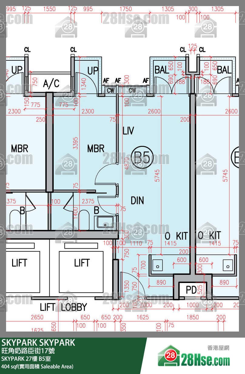 SKYPARK 单位平面图(由 28Hse 提供)
