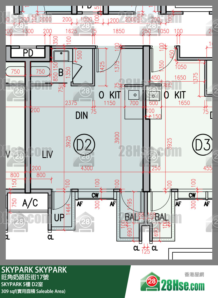 SKYPARK SKYPARK5楼 D2室 平面图