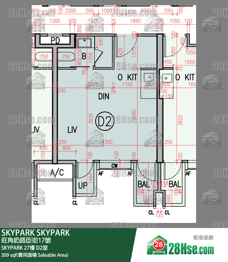 SKYPARK SKYPARK 27楼 D2室 平面图