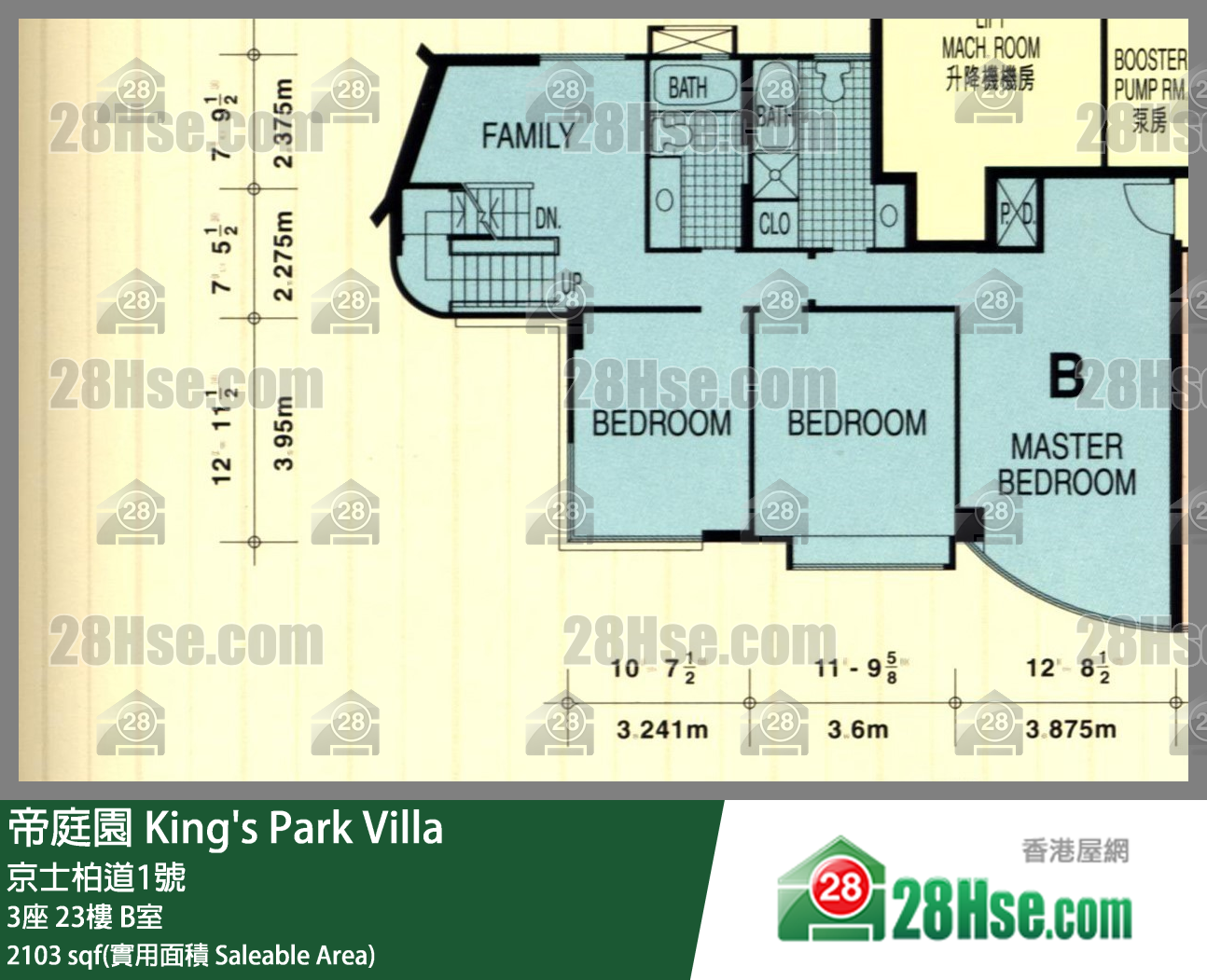 帝庭園 3座23樓 B室 平面圖