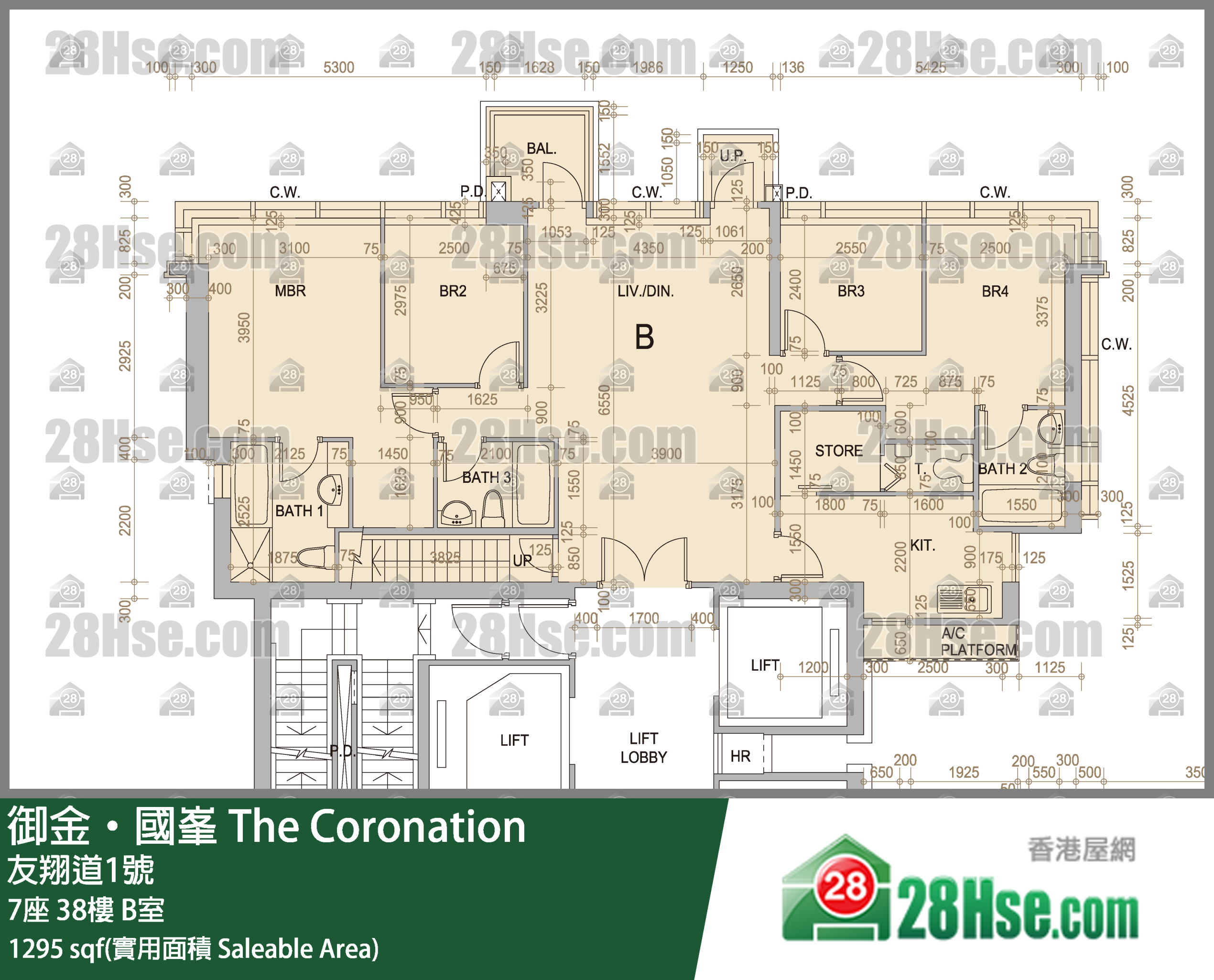 御金国峯 7座38楼 B室 平面图