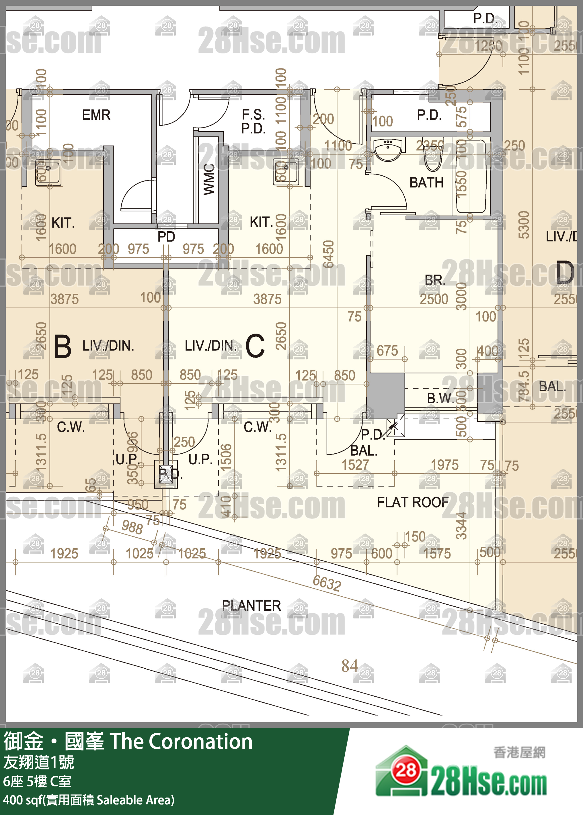 御金国峯 6座5楼 C室 平面图