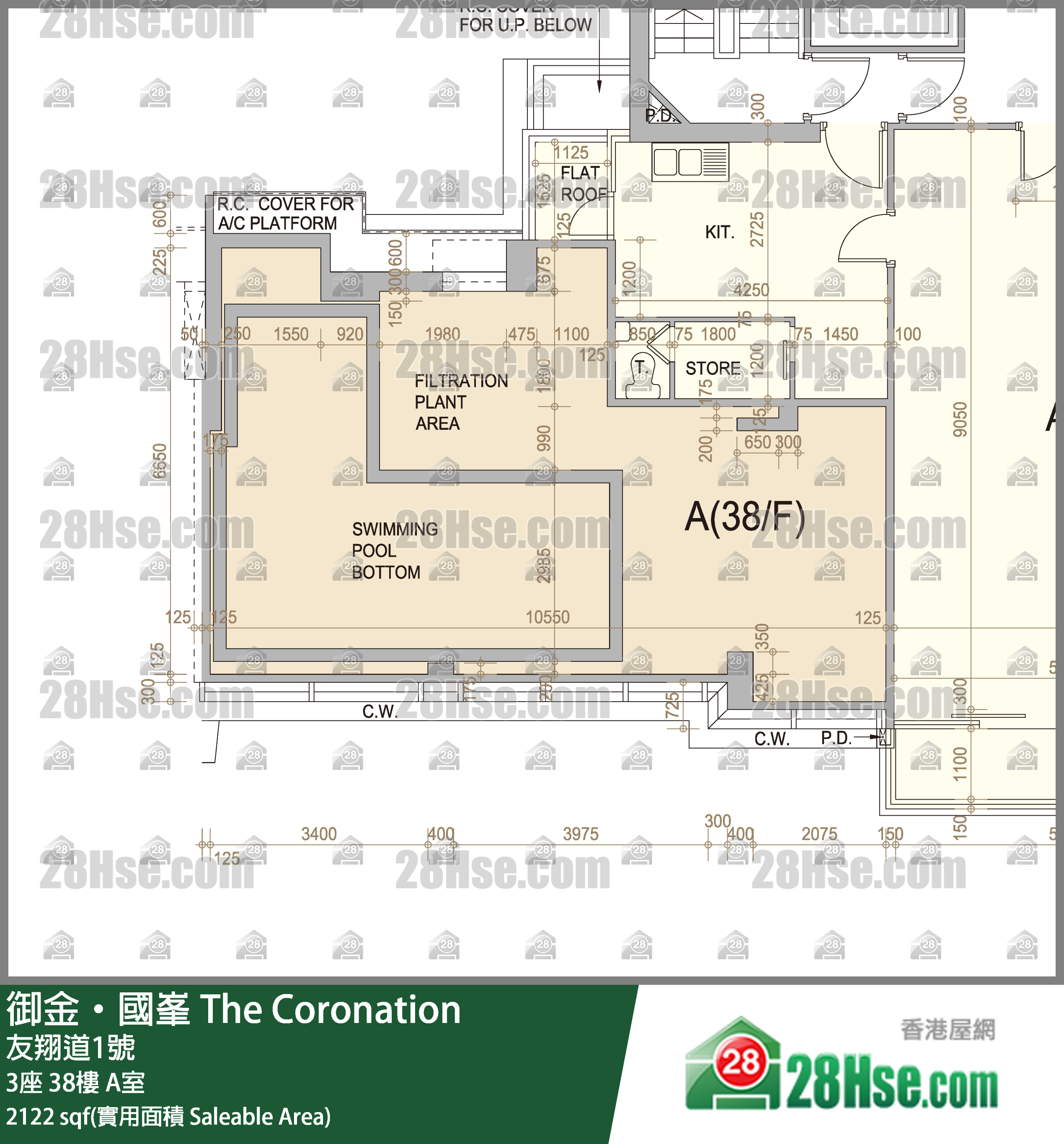 御金国峯 3座38楼 A室 平面图