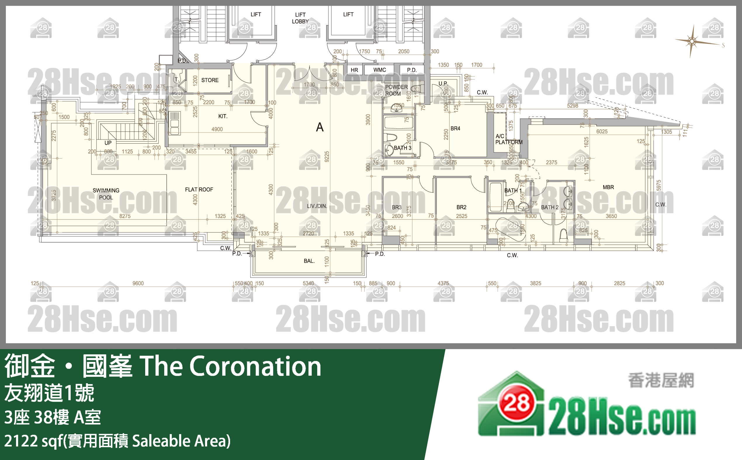 御金国峯 3座38楼 A室 平面图