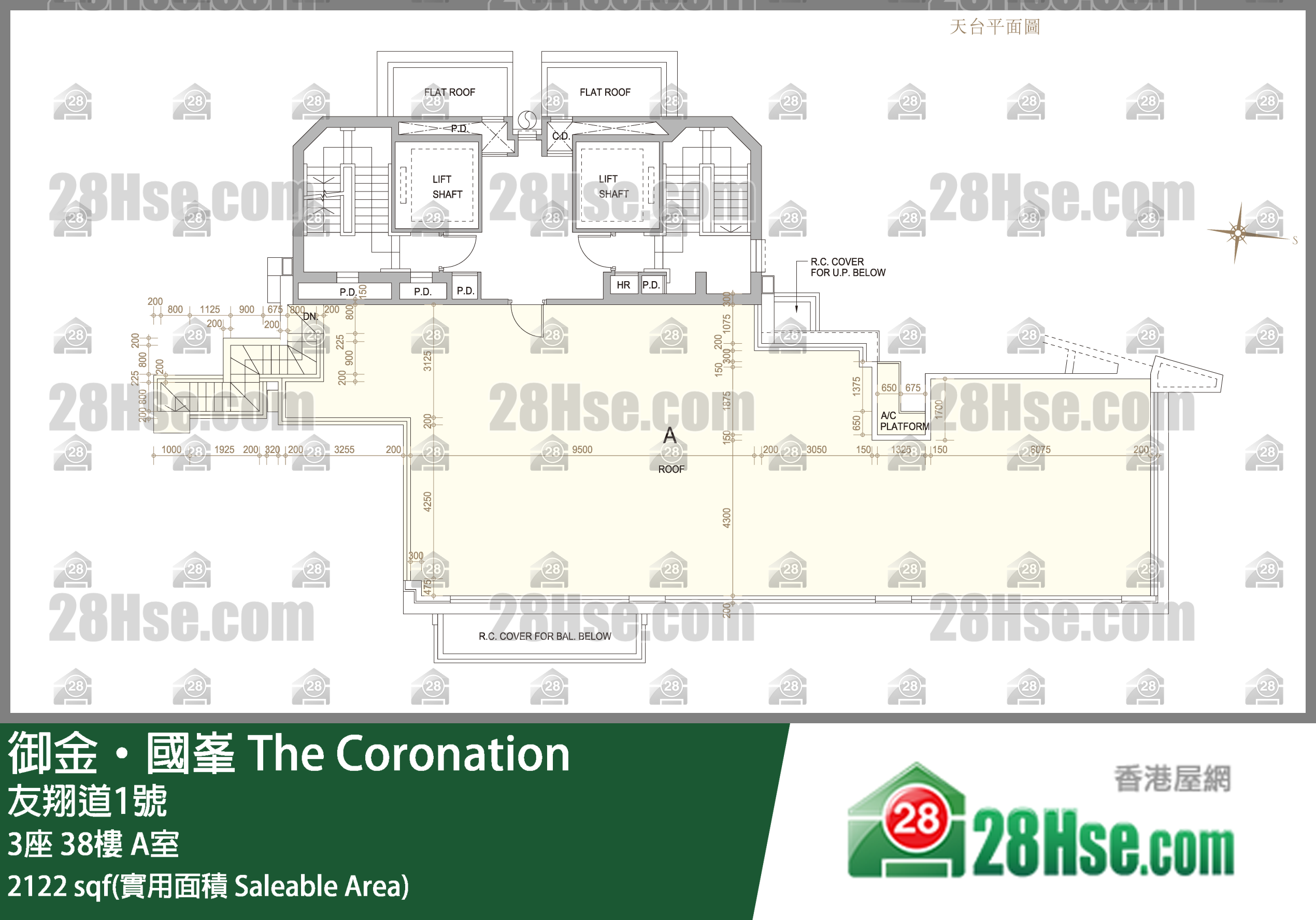 御金国峯 3座38楼 A室 平面图