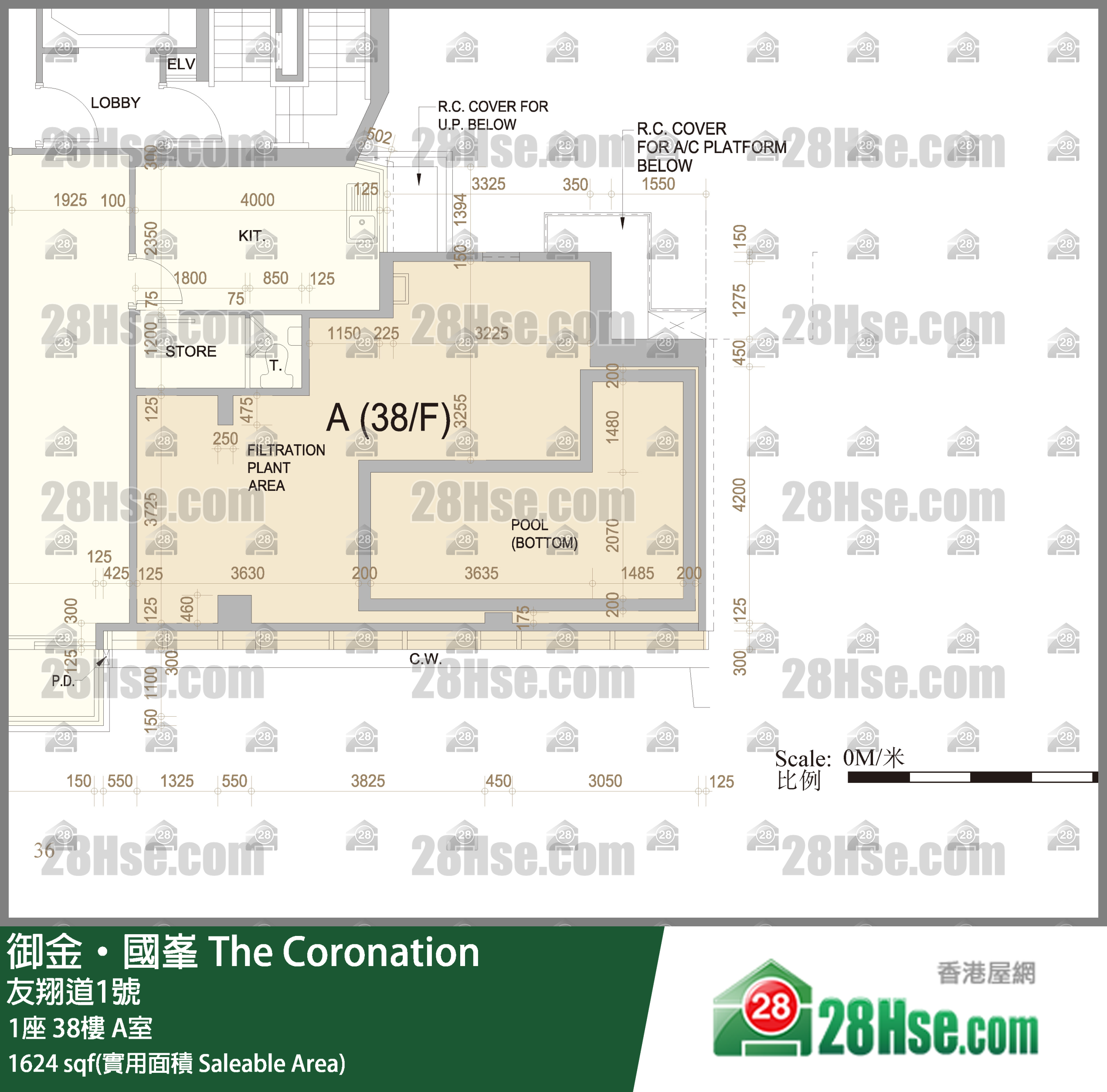 御金国峯 1座38楼 A室 平面图