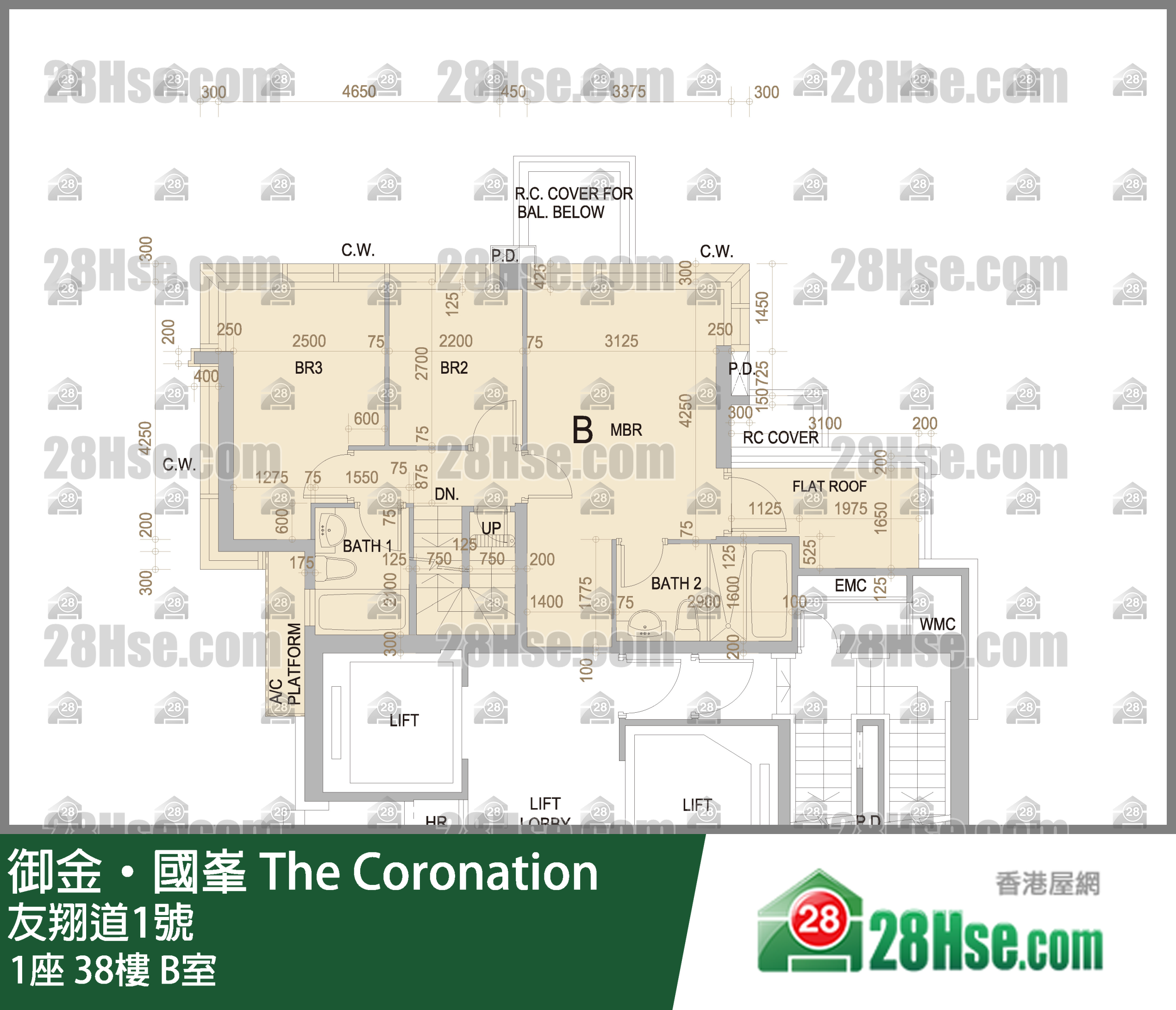 御金國峯 1座38樓 B室 平面圖