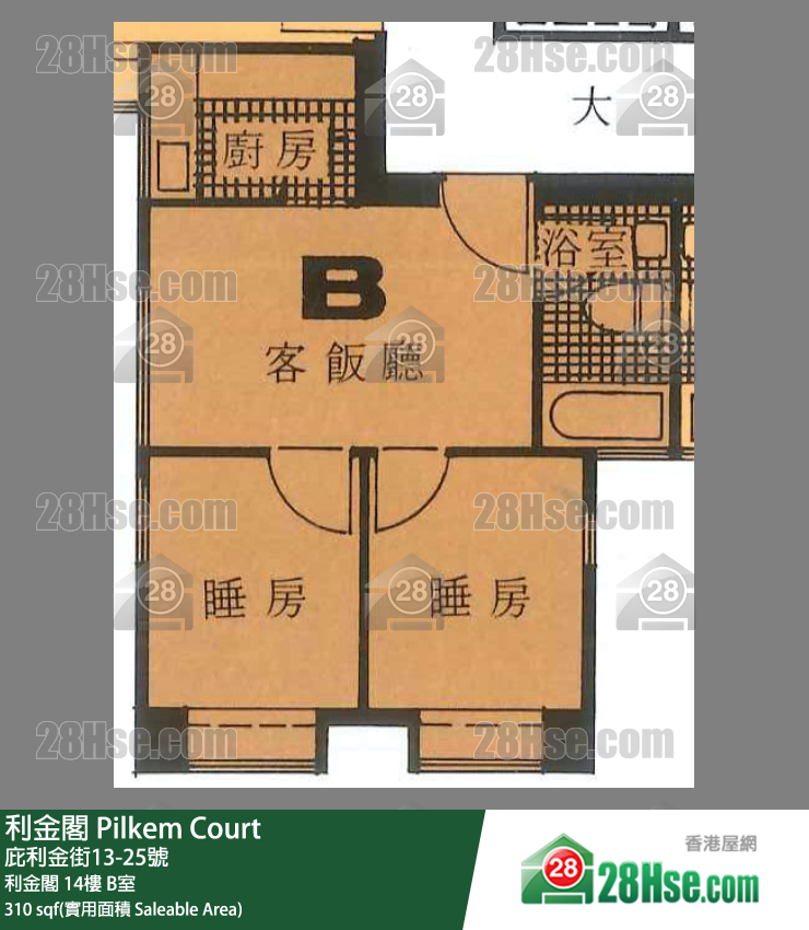 利金閣 利金閣 14樓 B室 平面圖