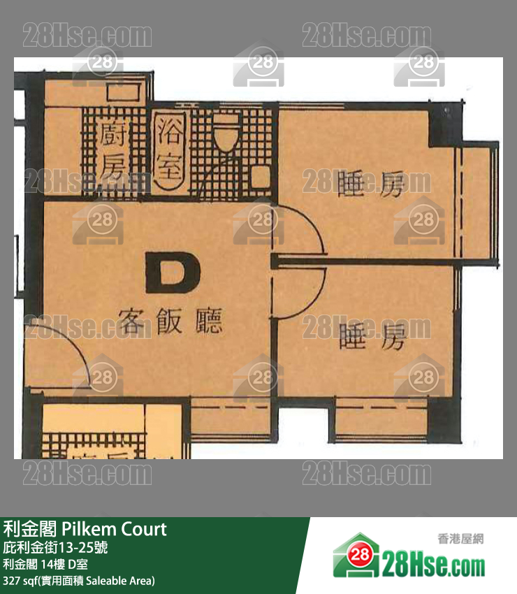 利金閣 利金閣14樓 D室 平面圖