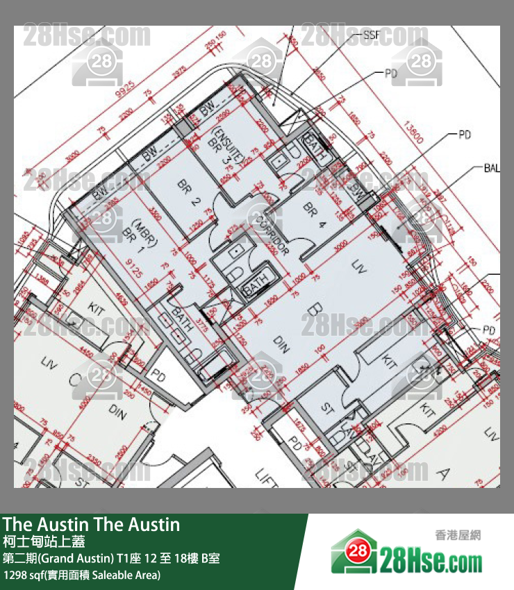 The Austin 第二期(Grand Austin) T1座 18樓 B室 平面圖