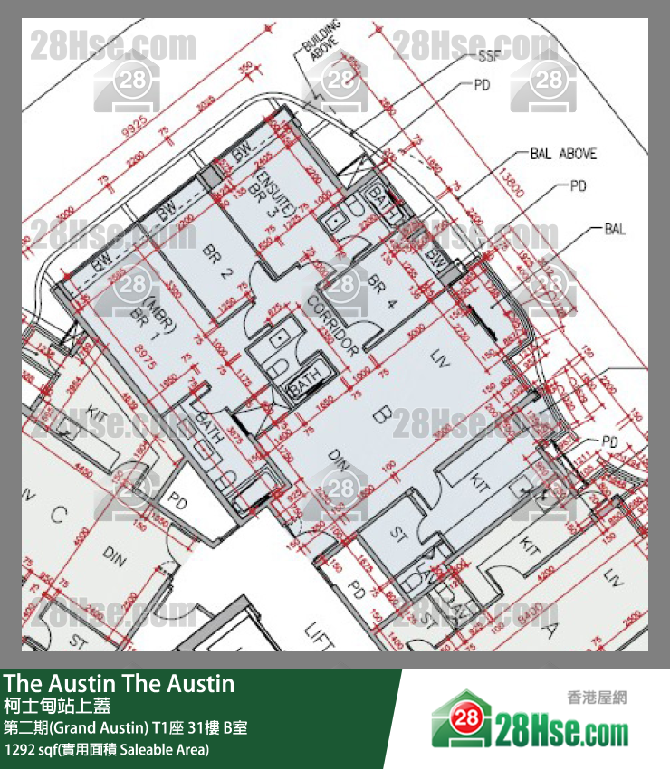 The Austin 第二期(Grand Austin)T1座31樓 B室 平面圖