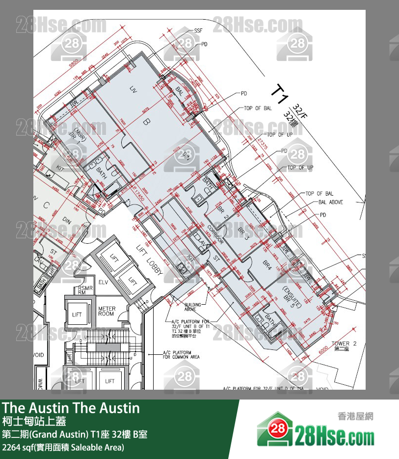 The Austin 第二期(Grand Austin) T1座 32樓 B室 平面圖